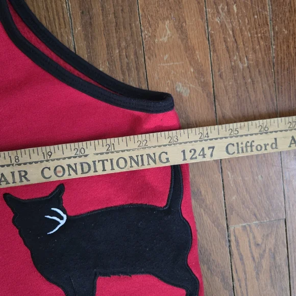 Vintage Blair Cat Vest Red Fleece Size XL Buttons Tuxedo Black Cat Lightweight - Picture 10 of 16
